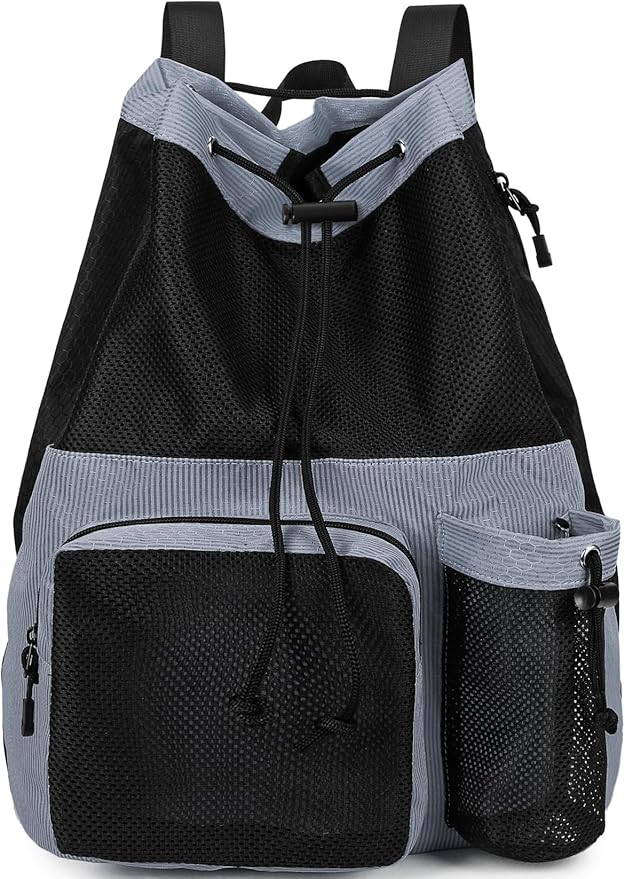 Lohol Large Mesh Drawstring Backpack with Shoe Bag, Durable Swimming String Sack with Handle for Sports Gym Yoga Beach Travel