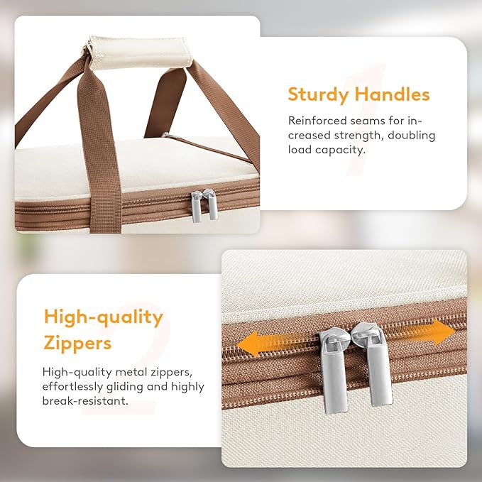 Double Decker Insulated Casserole Carrier for Hot or Cold Food, Lasagna Lugger Tote for Potluck Parties/Picnic/Cookouts, Fits 9"×13" Baking Dish, Cream