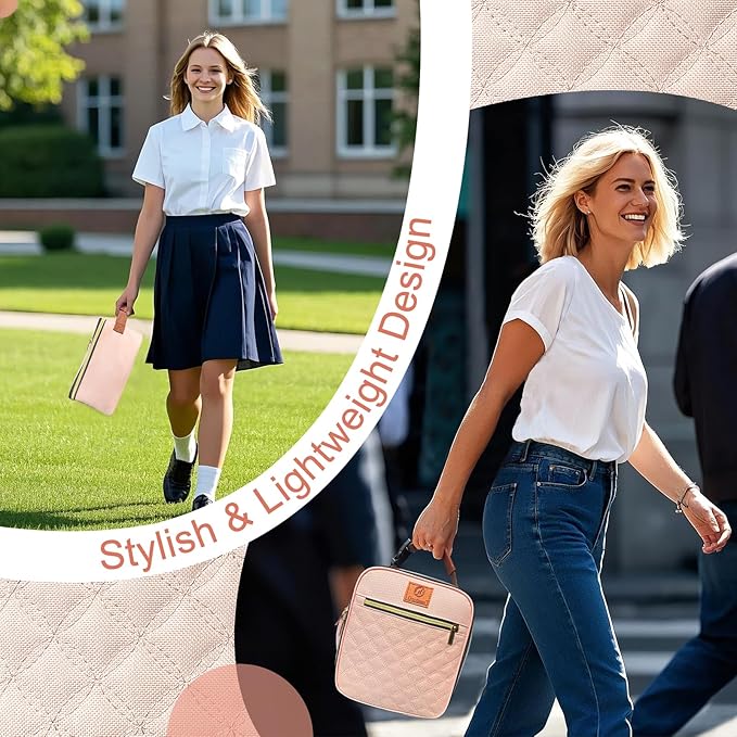 Genteen Lunch Bag for Women Girls Kids,Insulated Lunch Box,Reusable Lunchbox for School,Work,Outdoor(Pink)