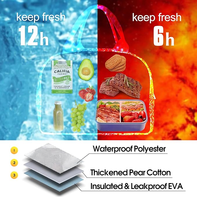 Cotton Quilted Insulated Lunch Bag, Cute Quilted Floral Lunch Tote Bags Reusable Insulated Lunch Box Coquette Aesthetic Large Capacity Insulated Cooler for Women Men Work Travel Picnic (Dark Blue)