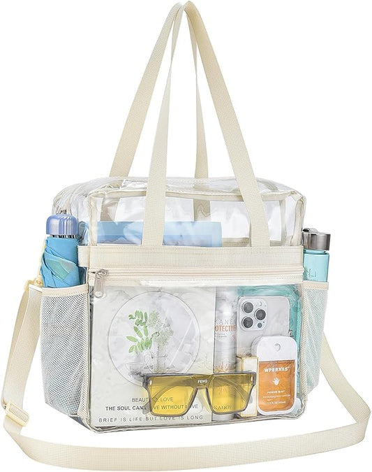 USPECLARE Clear Tote Stadium Approved, Security Travel & Gym Clear Bag for Work Sports Games Concerts