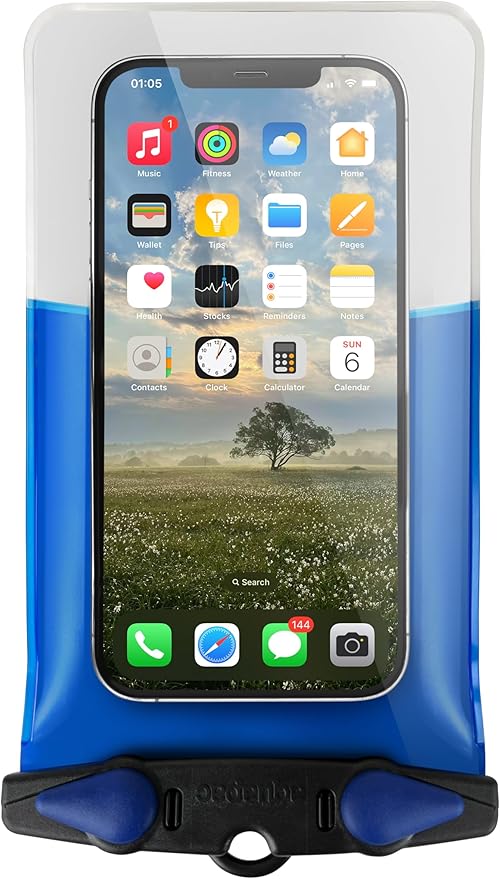 Aquapac Waterproof Phone Case, Large, Blue, Lanyard, iPhone and Android, Made in The UK, Hiking, Mountain Biking, Running Accessory, Travel Essential, 5 Year Warranty. IPX8 Certified to 30 ft deep.