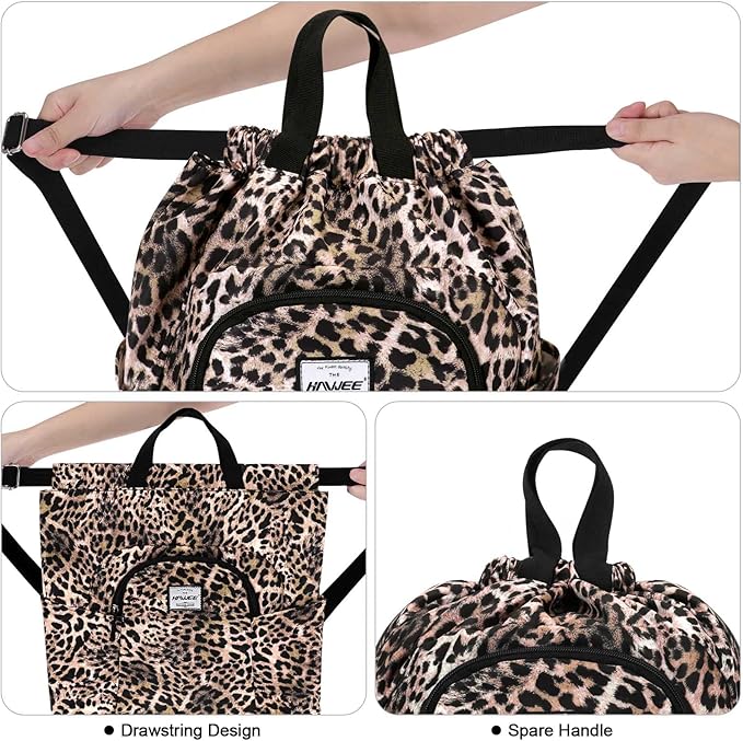 Dry Wet Drawstring Backpack with Shoe Compartment for Women Adjustable Gym Bag