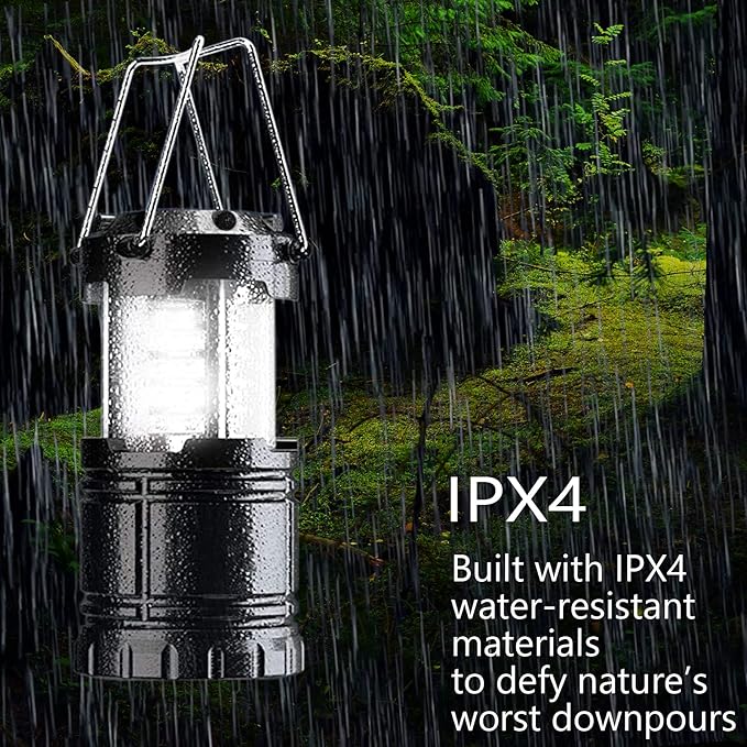 Camping Lantern, 4 Pack Brightness Adjustable LED Camping Lights, Collapsible IPX4 Waterproof Survival Lanterns for Power Outages, Home Emergency, Camping, Hiking, Hurricane