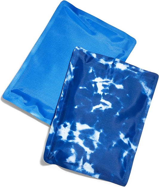Cool Coolers by Fit & Fresh 2 Pack Soft Ice, Flexible Stretch Nylon Reusable Ice Packs for Lunch Boxes & Coolers, Blue Tye Dye