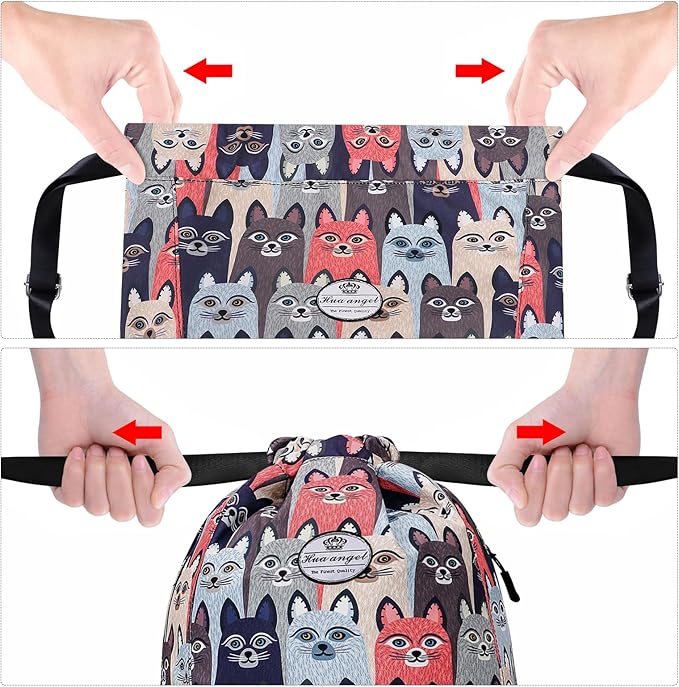 HUA ANGEL Floral Print Drawstring Bag - Lightweight Waterproof Cinch Sackpack with Side Pocket for Men & Women Travel Gym Bag