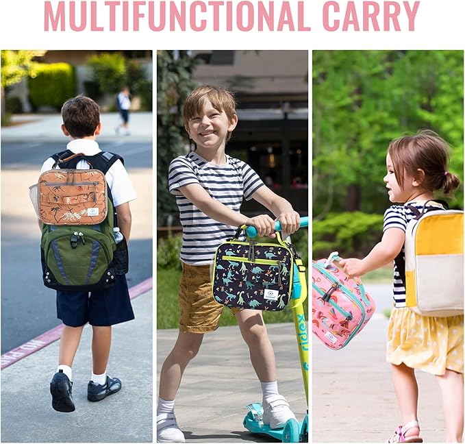 Genteen Lunch Box Kids, Prints Insulated Lunch Bag Kids Boys Girls,Soft Bag Mini Cooler Back to School Thermal Meal Tote Kit Lunch Box for School,Work,Outdoor (Rainbow)