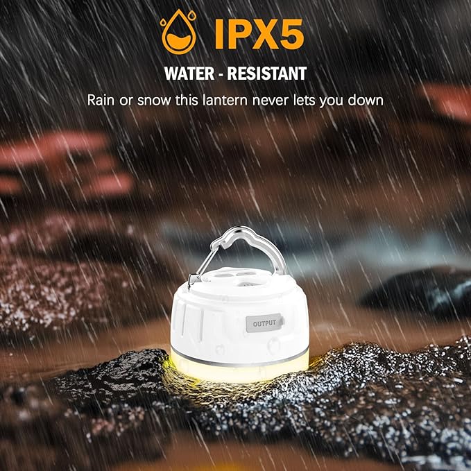 Rechargeable LED Camping Lantern 1000LM, 300H Runtime, 6400mAh, IPX5 Waterproof Tent Light for Camping, Hiking, Power Outages, Home, Emergency Use - Wireless Remote Edition,White