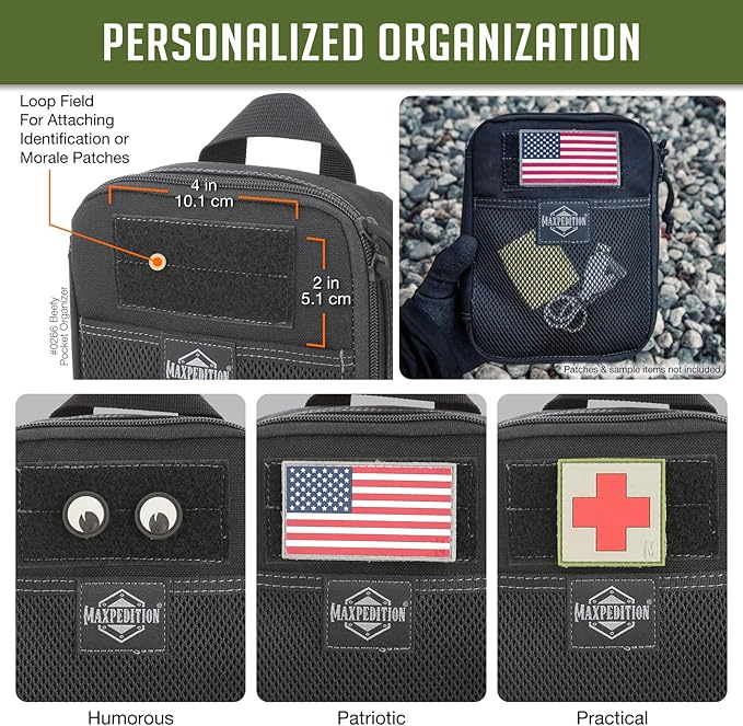 MAXPEDITION Beefy Pocket Organizer, Compact, MOLLE-Compatible, 1000D Nylon Tactical Pouch, Everyday Carry Tool and Gear Storage for Outdoor, Tactical, Survival, 0266