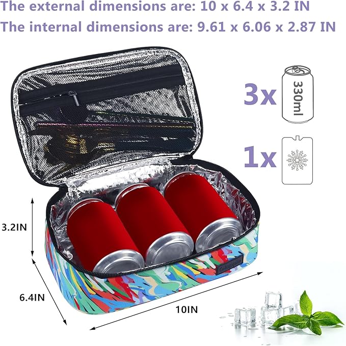 Gloppie Small Lunch Bag Insulated Lunch Box Mini Lunchbox Portable Lunch Cooler Bag Adult Lunch Pail Petty Food Containers Reusable Snack Bag, Camouflage Watercolor
