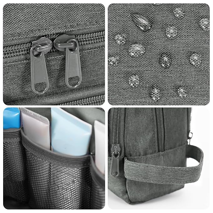 Toiletry Bag for Men Hanging Dopp Kit Water Resistant Shaving Bag Small Toiletry Bag for Traveling (Denim Pure Grey)