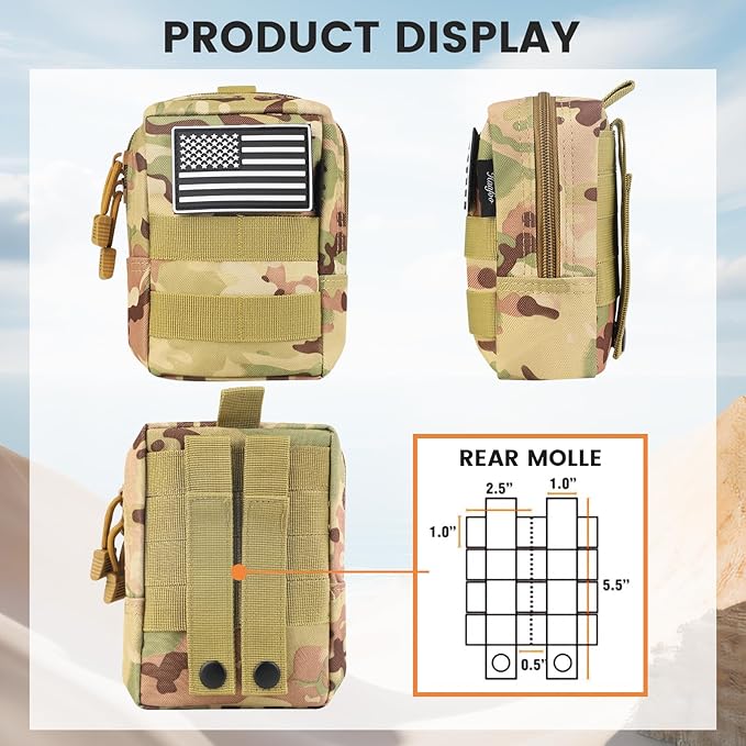 Molle Pouch, Compact Water Resistant Tactical EDC Utility Pouch Tear-Resistant Tactical Organizer Gear Pouch