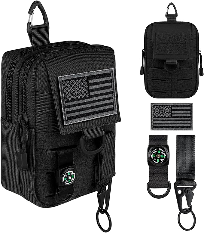 IronSeals Tactical Molle Utility EDC Pouch Nylon Waist Belt Bag Camping Hiking Organizer Pouch Phone Holster for iPhone 16 Pro Max/16 Pro/15 Pro Max/14 Pro Max/13 Pro Max/12 Pro Max/11 Pro Max, Large