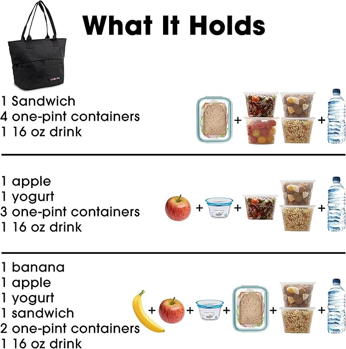 J World New York Lola Tote Bag Insulated Lunch-Box for Women, Black, One Size