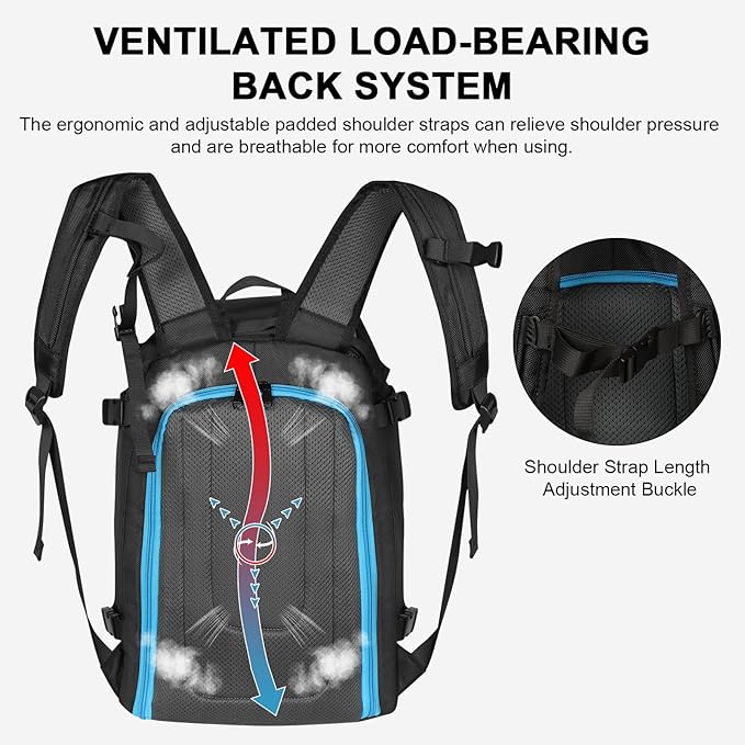 Geestock Ski Boot Bag, 50L Ski and Snowboard Boot Travel Backpack Waterproof Large Duffle Travel Bag for Ski Helmet, Skis, Snowboard & Accessories