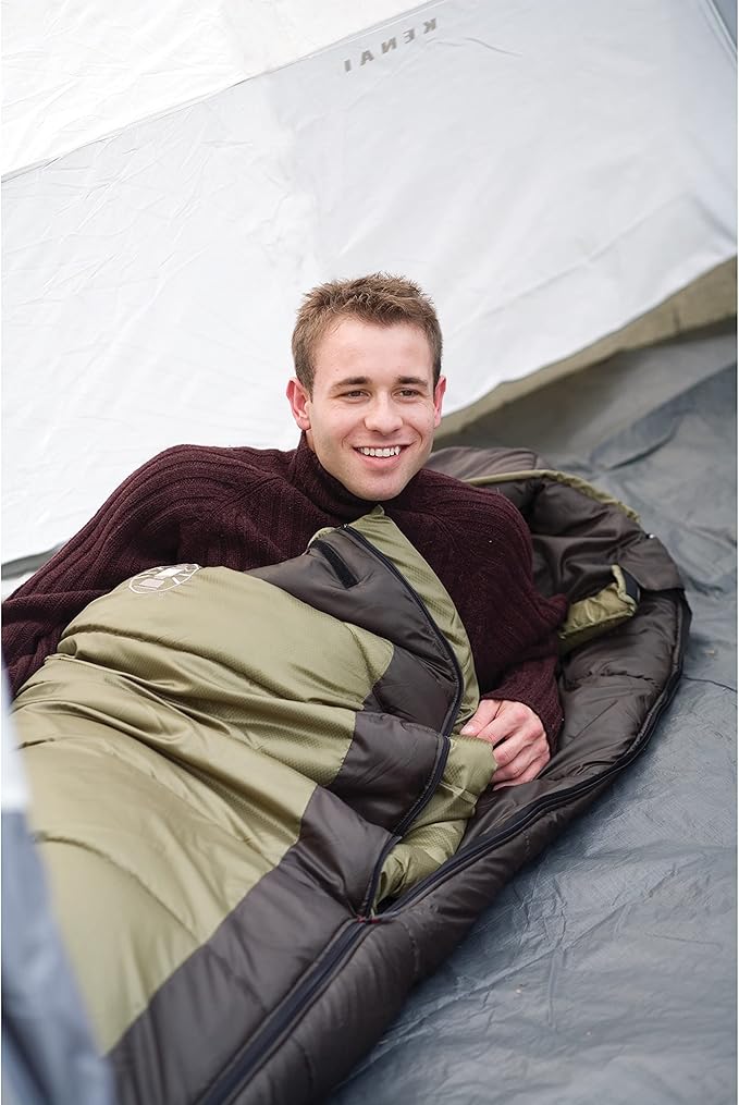 Coleman North Rim 0°F Big & Tall Sleeping Bag, Cold-Weather Mummy Sleep Sack with No-Snag Zipper & Adjustable Hood for Warmth & Ventilation