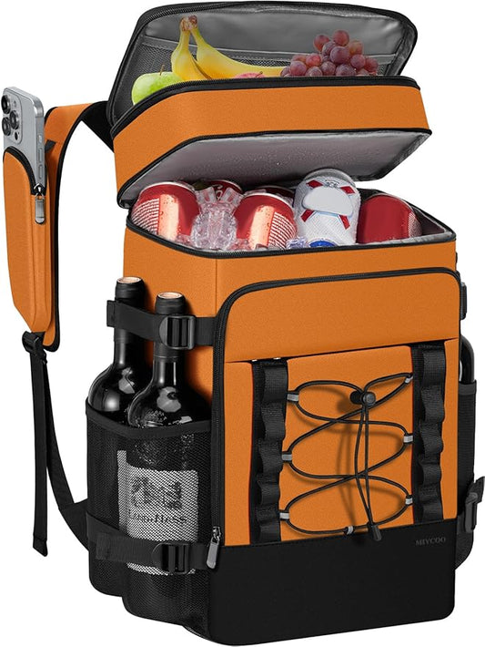 Cooler Backpack - 40 Cans Insulated Backpack Cooler for Men & Women, Portable 2 Leak Proof Compartments Coolers Bag for Beach Travel Picnic Lunch Hiking BBQ Camping - MIYCOO