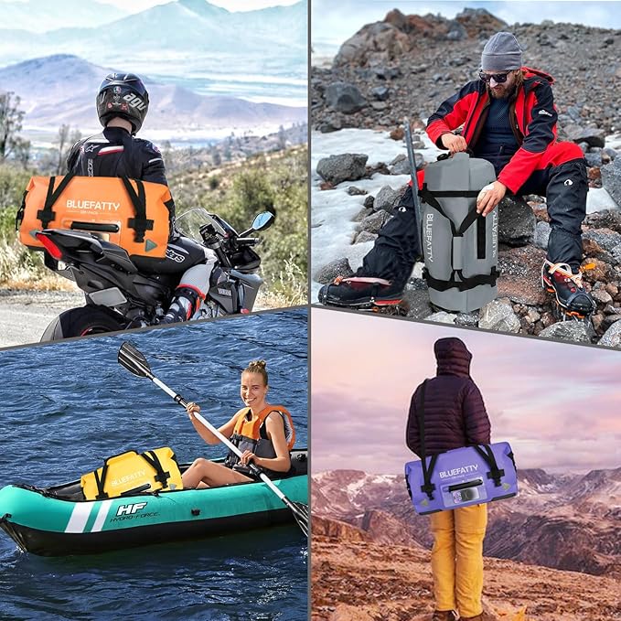 Large Waterproof Duffel Bag Roll-top Heavy Duty Dry Duffle Bags for Motorcycling, Rafting, Boating, SUP, Kayaking, Travel, 70L(Ocean Green)