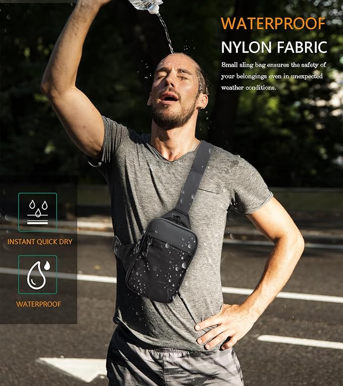 Mini Sling Bag for Men Women, Waterproof Utility Crossbody Backpack Chest Bag for Hiking Travel Sports Running