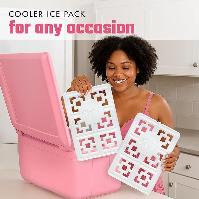Cool Coolers XXL Fashion Ice by Fit + Fresh, 2pk Large Ice Packs for Coolers, Freezer Packs for Lunchboxes, Pearl White