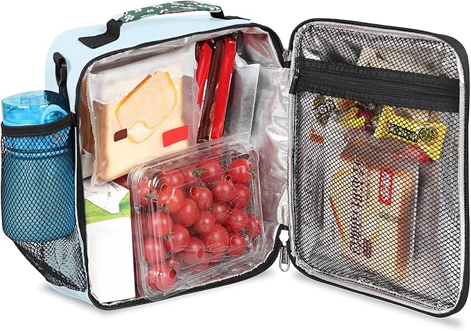 cfpolar Kids Lunch Bag, Green Snake Wear Scarf Reusable Insulated Lunch Box for Kids, Thermal Cooler Lunch Tote Leakproof Lunch Box with Shoulder Strap for School Daycare