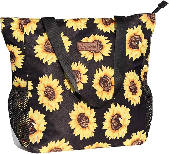 ESVAN Original Floral Water Resistant Large Tote Bag Shoulder Bag for Gym Beach Travel Daily Bags Upgraded