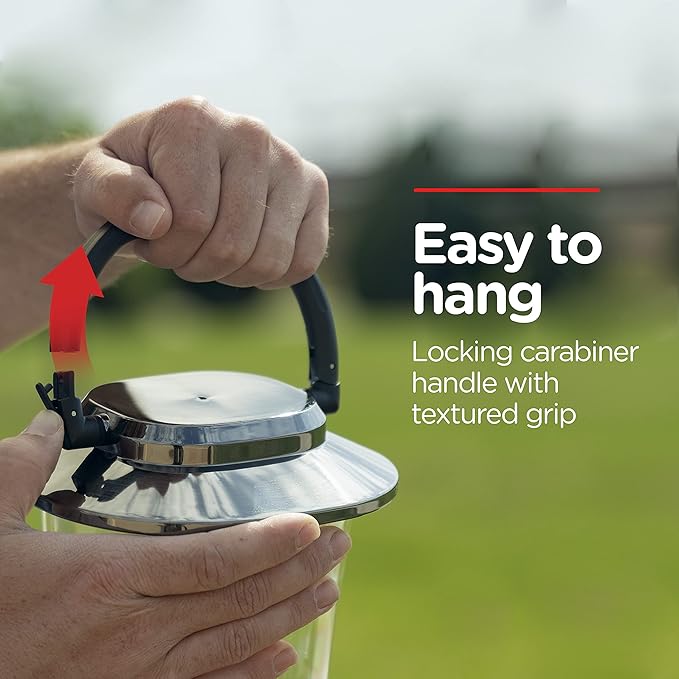 Enbrighten Brushed Nickel LED Camping Lantern, Battery Powered, 550 Lumens, 280 Hour Runtime, Carabiner Handle, Hiking Gear, Emergency Light, Blackout, Storm, Hurricane, 14210