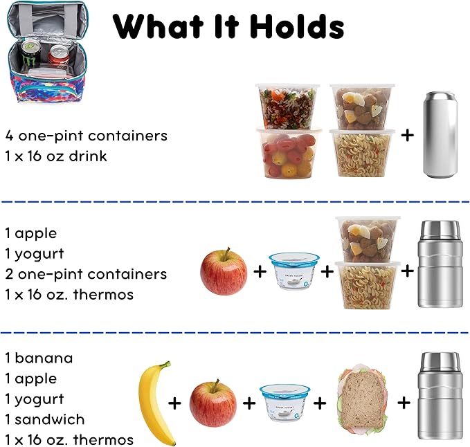 J World Corey Kids Lunch Bag. Insulated Lunch-Box for Boys Girls, Tie Dye