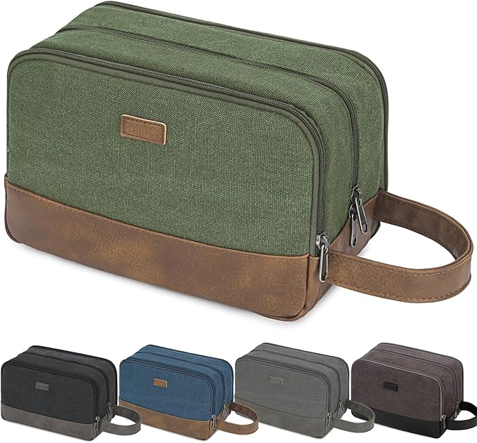 WANDF Travel Toiletry Bag for Men Large Toiletries Shaving Bag Water Resistant Hanging Dopp Kit Travel Accessories Bag for Women Men (Green)