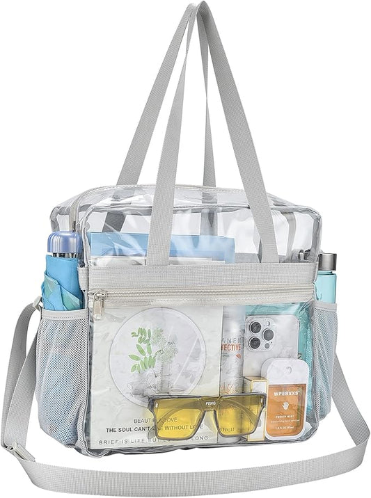 USPECLARE Clear Tote Stadium Approved, Security Travel & Gym Clear Bag for Work Sports Games Concerts