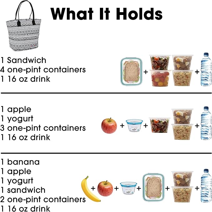 J World Lola Lunch Tote Bag. Cute Insulated Lunch-Box for Women & Teen Girls, Tribal