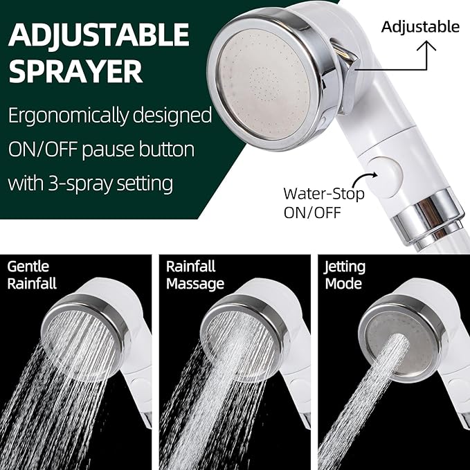 Camping Shower, Portable Shower Pump Power by Rechargeable Battery with Led Light, Portable Shower for Camping, Multiple Spray Camp Shower Head for Outdoor Camping, Hiking, Traveling & Beach