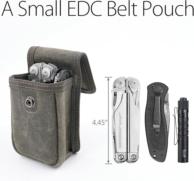 diodrio EDC Belt Pouch for Men Women, Small Compact EDC Holster Pouch with Belt Loop for Hiking, Fishing, Camping, Snap Closure, Classic Waxed Canvas