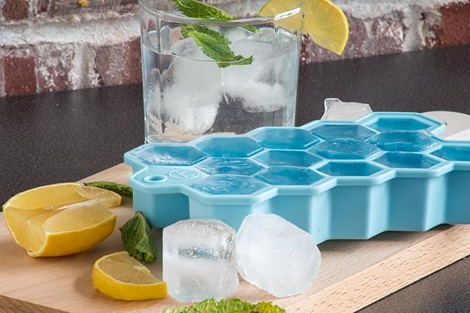 Outset Silicone Hexagon Ice Cube Tray, Large Cubes