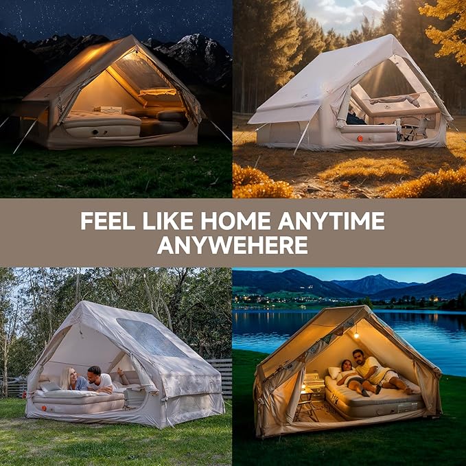 Tents for Camping, Blow Up Air Camping Tent with Pump for Adults, Easy Setup 4 Seasons Waterproof Outdoor