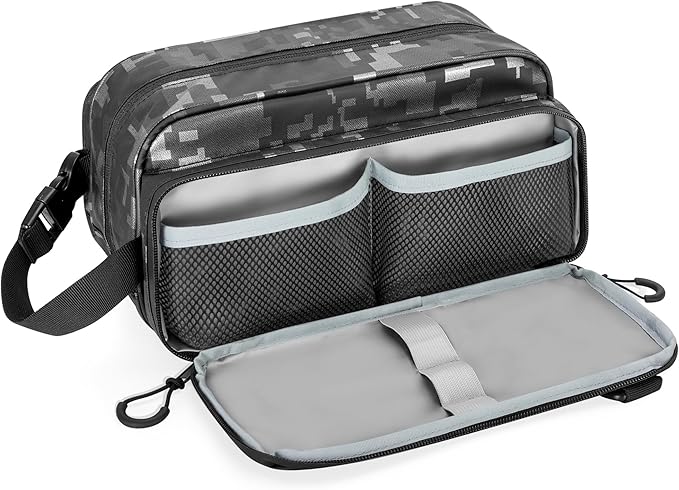 Toiletry Travel Bag for Men Tactical Hygiene Bag, Shaving Kit Toiletries Organizer Dopp Kit with Large Capacity, Black Digital(Empty Bag Only)