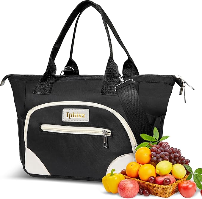 Lunch Bag Women Insulated Lunch Box for Adults - Leakproof Large Purse Lunch Tote Bags for Women with Adjustable Shoulder Strap Zipper Side Pockets for Work