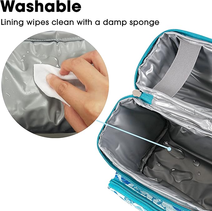 J World Corey Kids Lunch Bag. Insulated Lunch-Box for Girls, Women, Blue Vine