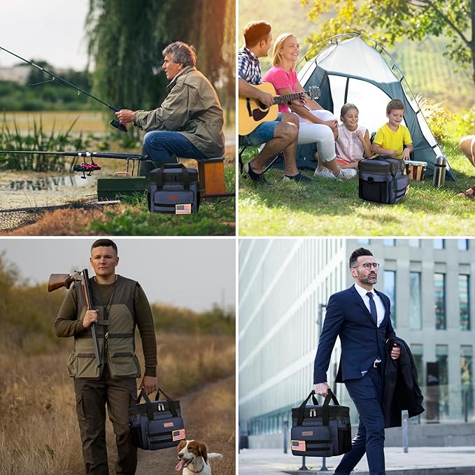 Tactical Lunch Box for Men- Large Insulated Lunch Bag-Expandable Adult Lunch Box with Adjustable Shoulder Strap-Large Lunch Tote Bag for Work Camping Fishing (Dark Blue)