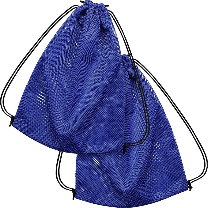 Frienda Mesh Drawstring Backpack Bag Multifunction Mesh Bag for Swimming, Gym, Clothes (Dark Blue) One piece