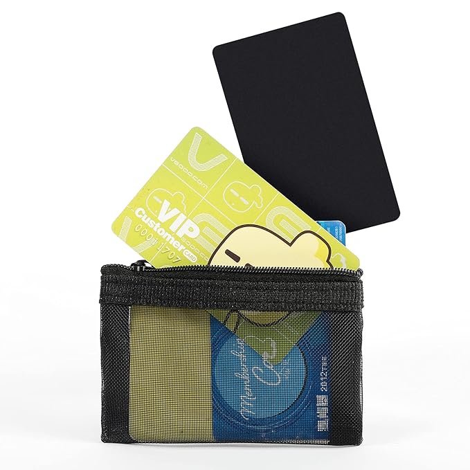 Patu Mini Zipper Mesh Bags, 3" x 4", Size XS / A8, 5 Pieces, Keychain Pouch Key Holder, Coin Purse, Clear Travel Kit Small Item Cosmetic Organizer, Assorted Colors