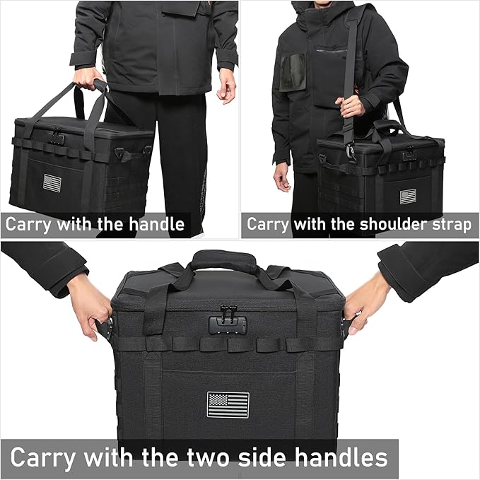 Tactical Camping Storage Bag - 38L Utility Tote Bag Organizer with Combination Lock and Shoulder Strap