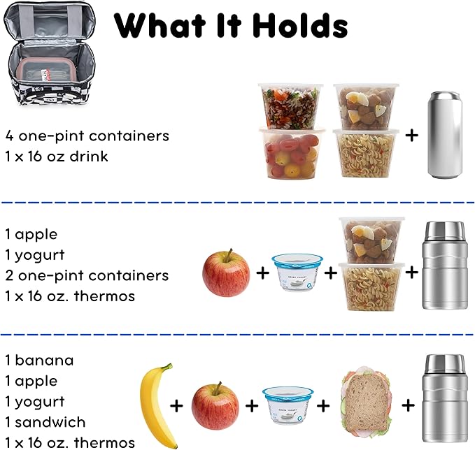 J World Corey Kids Lunch Bag. Insulated Lunch-Box for Boys Girls, Icon Checkers