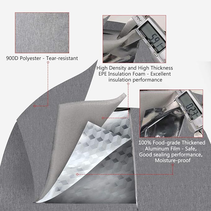 Gloppie Small Lunch Bag, Mini Lunch Box for Adults & Kids - CPC Certified, Food-Grade Lining | Portable Cooler for Work, School, Travel, (Grey)