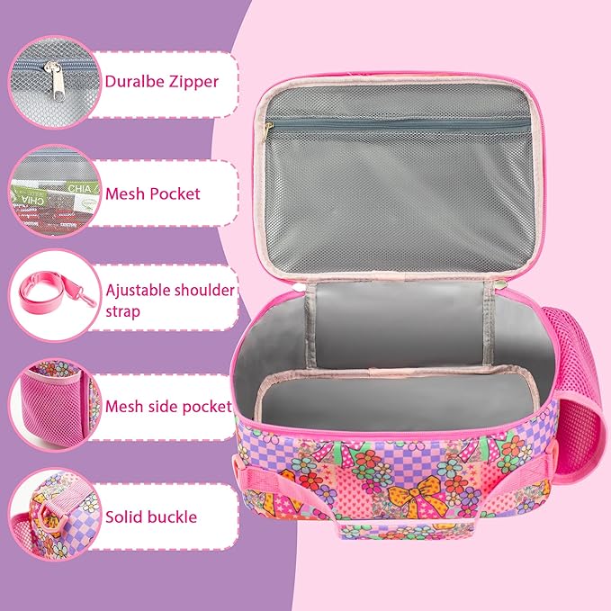 RLGPBON Kids Lunch Box for Girls Lunch Bag Insulated Durable Lunch Box Children Lunch Tote Bag for School