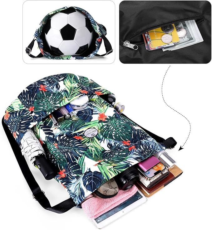 HUA ANGEL Floral Print Drawstring Bag - Lightweight Waterproof Cinch Sackpack with Side Pocket for Men & Women Travel Gym Bag