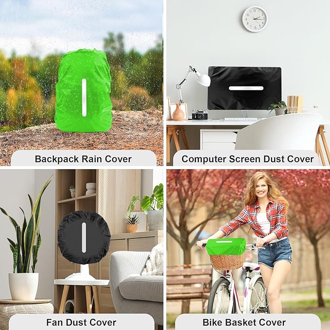 LAMA 2pcs Waterproof Rain Cover for Backpack, Reflective Rainproof Protector for Anti-dust and Anti-Theft M 30L-40L Black Green