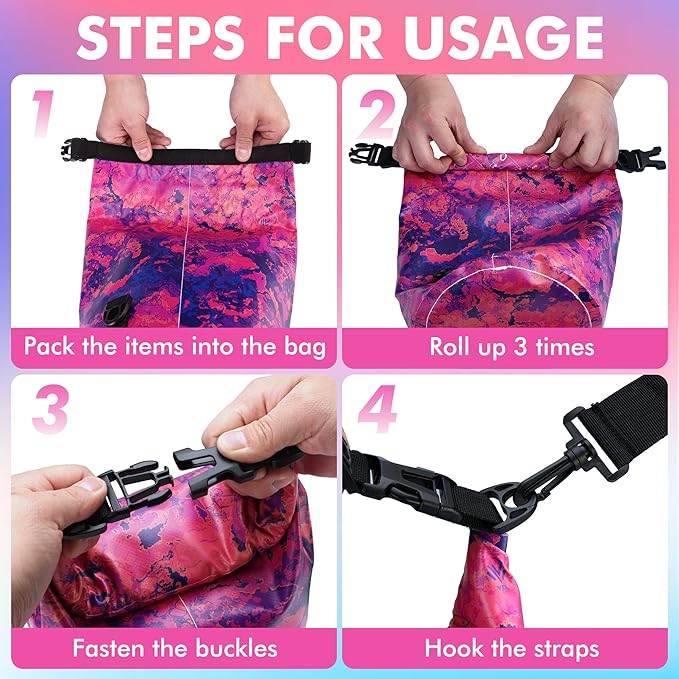 VILLEY Dry Bag Waterproof 5L Roll Top Sack Keeps Gear Dry Lightweight Dry Sack with Waterproof Phone Case for Kayaking Boating Camping Swimming and Beach Adventures Red Camo