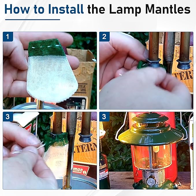 Camping Lantern Accessories for Coleman Lantern Replacement Part Glass Globe, Lantern Mantles, Check Valve and Air Stem Compatible with Standard Shape Coleman Fueled Propane Lanterns ﻿