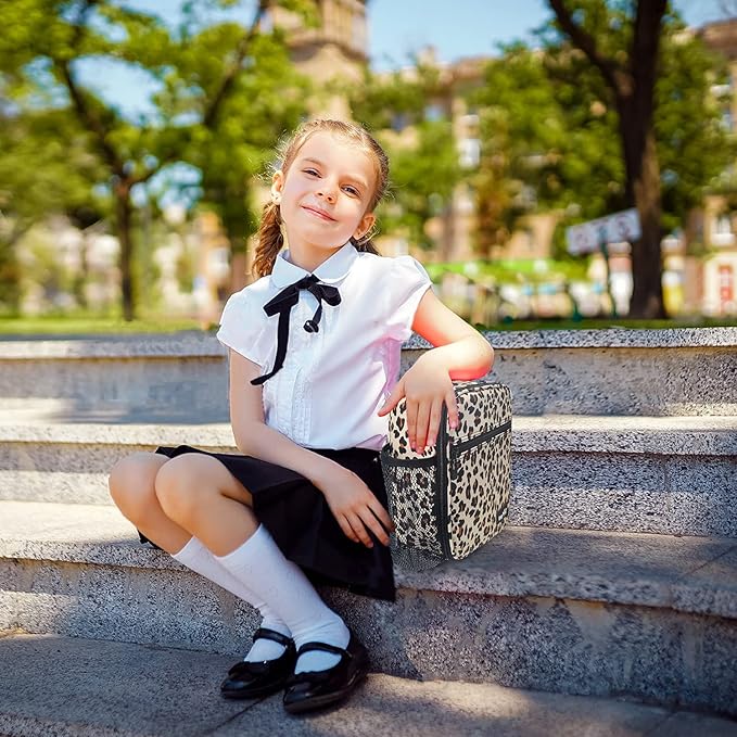 Hap Tim Insulated Lunch Bag Women, Reusable Lunch Box for Women, Adluts Lunchbox for Office Work, Portable Lunchbag, Leopard Print（18654-LP）